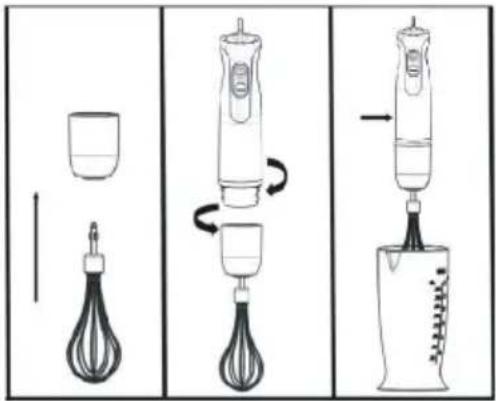 Diagram illustrating three-step cleaning process: mixing bowl, oil shaker, and washing bottle with brush.
