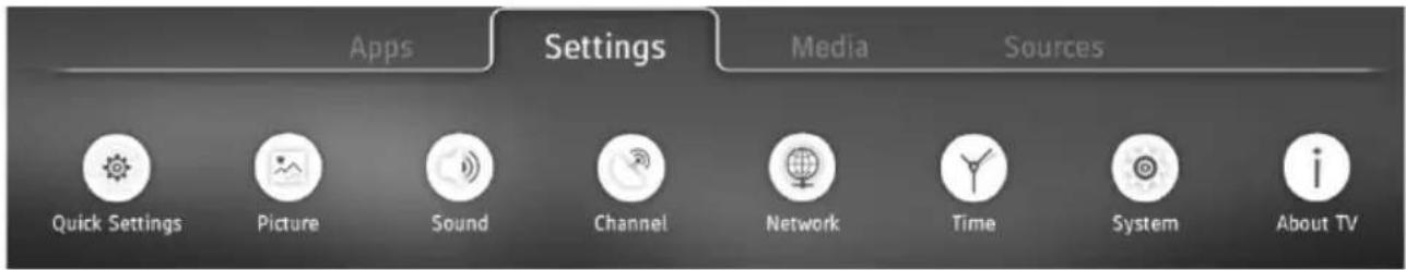 SHARP 1T-C32BC5KH2FB - SETTINGS MENU - 1