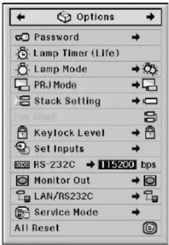 SHARP XG-PH50X - "Options (1)" menu - 4
