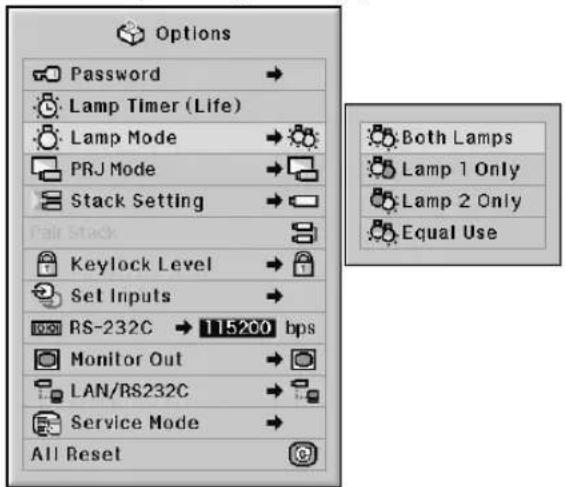SHARP XG-PH50X - Setting the Lamp Mode - 1