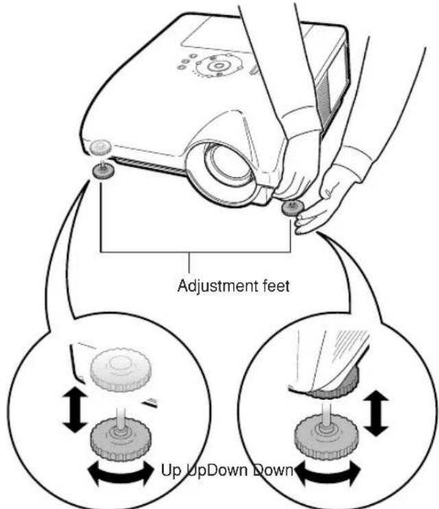 SHARP XG-PH50X - Lower the projector, and then rotate the adjustment feet for the fine adjustment. - 1