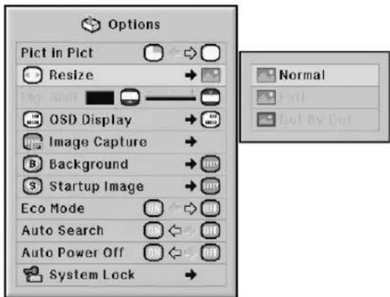 SHARP XG-PH50X - Setting the Resize Mode - 1