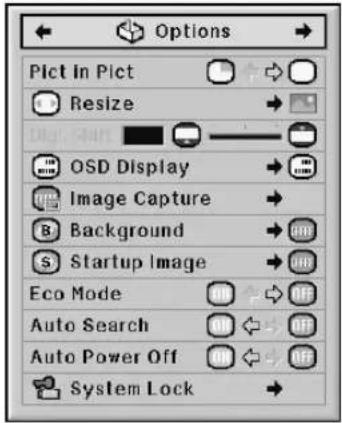 SHARP XG-PH50X - "Options (1)" menu - 1