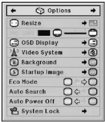 SHARP XG-PH50X - "Options (1)" menu - 3
