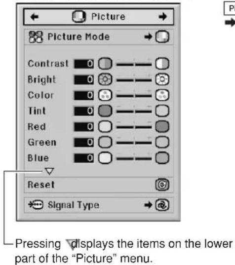 SHARP XG-PH50X - "Picture" menu - 1