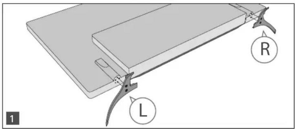 SHARP LC-55CFE6352K - Attaching the stand feet - 1