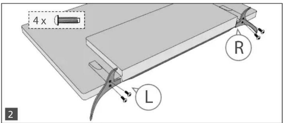 SHARP LC-55CFE6352K - Attaching the stand feet - 2
