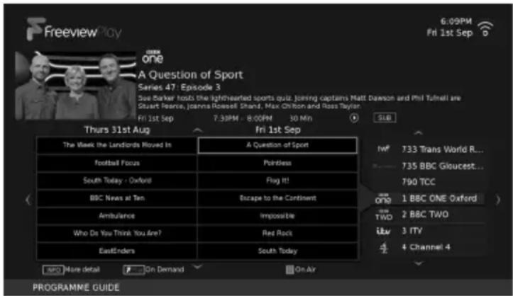 SHARP LC-40FI5442KF - CATCH UP - MENU AND CHANNEL LIST - 1