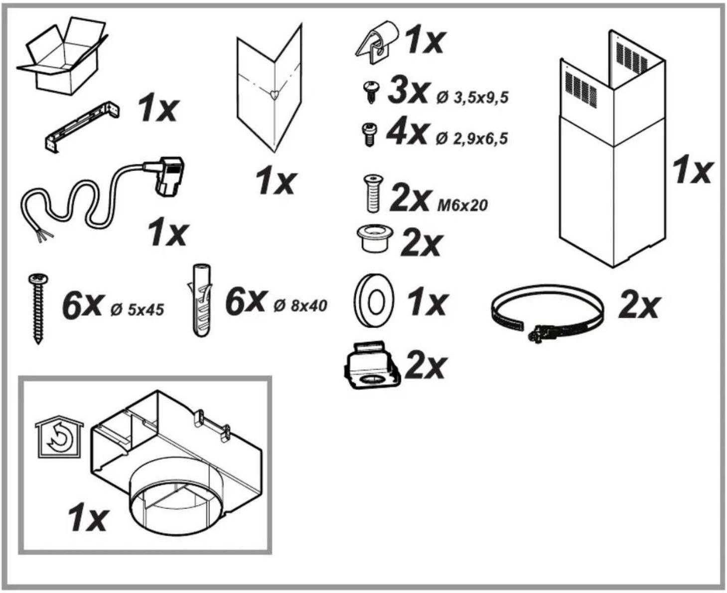 1x 1x 1x 3x Ø 3,5x9,5 4x Ø 2,9x6,5 2x M6x20 2x 6x Ø 5x45 6x Ø 8x40 Ø 1x 2x 1x 2x 1x 2x 1x 2x
