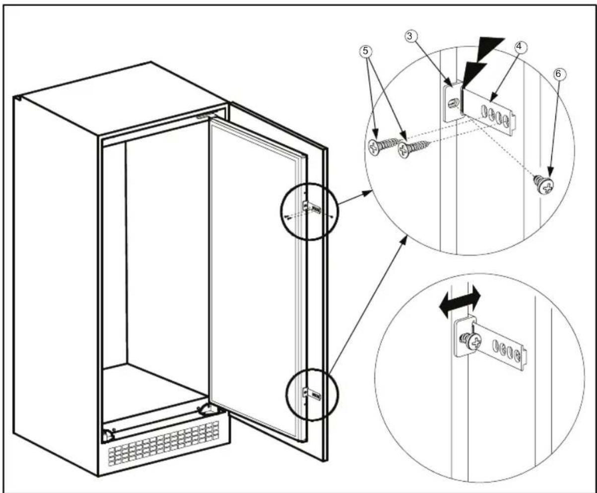 PRIVILEG PRFIF 154 A++ - Installation instructions and door reversibility for versions with rail hinges - 7
