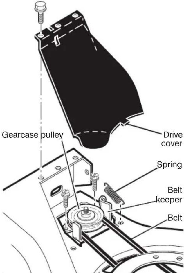 Gearcase pulley Drive cover Spring Belt keeper Belt