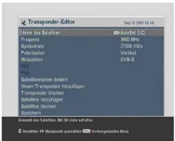 TOPFIELD TF 7720 HSCI - Bearbeiten der Transponderliste - 1
