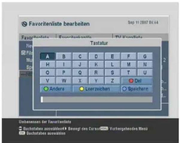 TOPFIELD TF 7710 HD PVR - Bearbeiten der Favoritenliste - 2