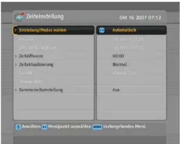 TOPFIELD TF 7700 HD PVR - Einstellung der Ortszeit - 1