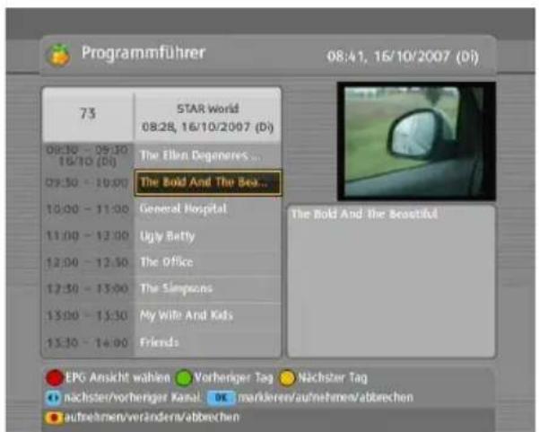 TOPFIELD TF 7700 HD PVR - Die Durchführung von Aufnahmen festlegen unter Benutzung des Programmführers - 1