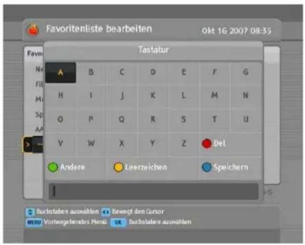 TOPFIELD TF 7700 HD PVR - Die Benutzung der Bildschirmtastatur - 1