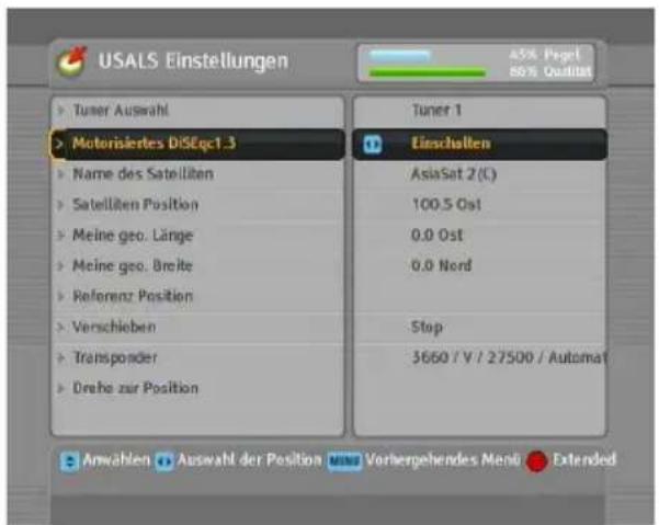 TOPFIELD TF 7700 HD PVR - Konfiguration der USALS-Einstellungen - 1