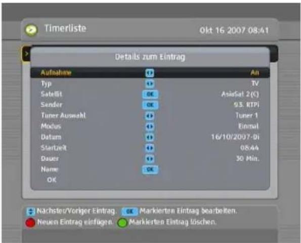 TOPFIELD TF 7700 HD PVR - Timergesteuerte Aufnahme - 1