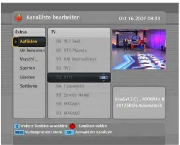TOPFIELD TF 7700 HD PVR - Bearbeiten der Senderliste - 1