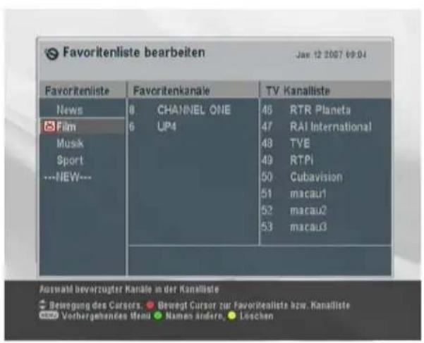 TOPFIELD TF 6000 PVRE - Bearbeiten der Favoritenliste - 1