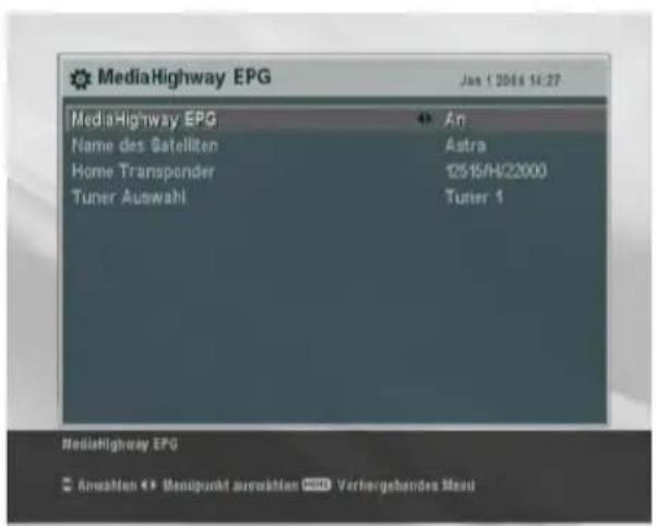 TOPFIELD TF 6000 PVRE - Einstellungen für den MediaHighway Programmführer - 1