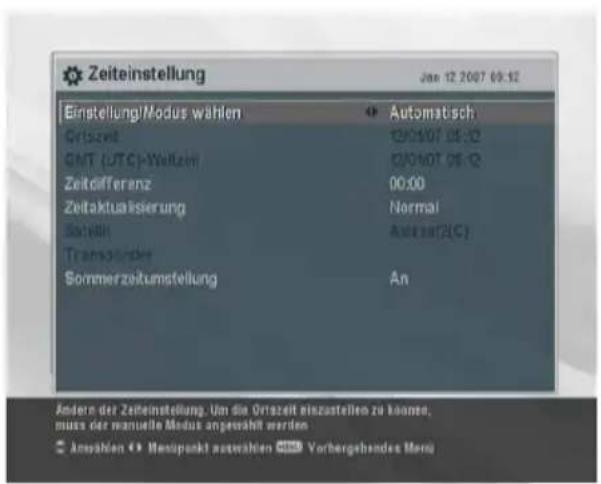 TOPFIELD TF 6000 PVRE - Einstellung der Ortszeit - 1