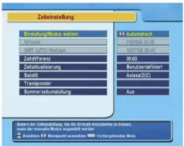 TOPFIELD TF 5500 PVR - Einstellung der Ortszeit - 1