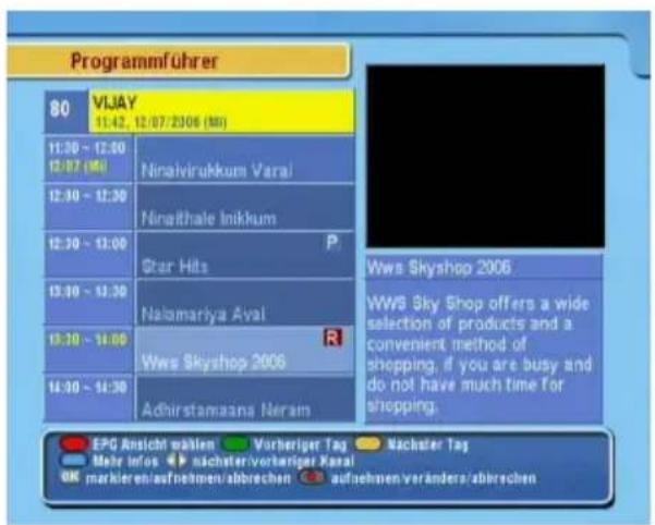 TOPFIELD TF 5500 PVR - Planen einer Aufnahme mithilfe des Programmführers - 1