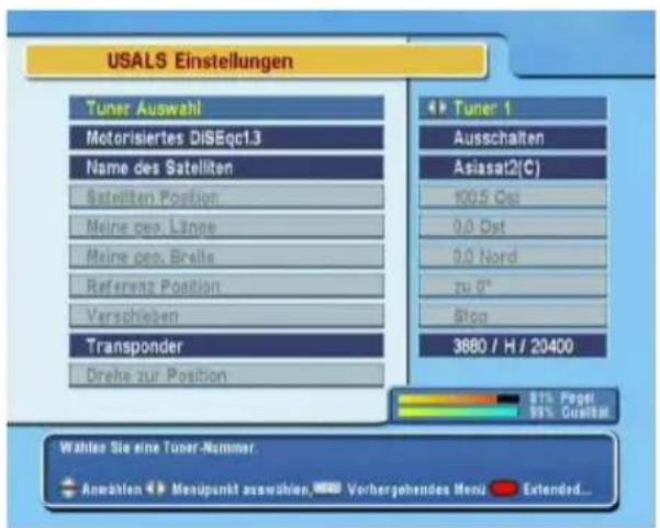 TOPFIELD TF 5500 PVR - Konfigurierung der USALS-Einstellungen - 1