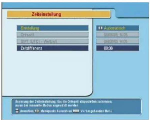 TOPFIELD TF 5200 PVRc - Einstellung der Ortszeit - 1