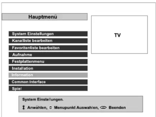 TOPFIELD TF 4000 PVR - Menüfunktionen - 1