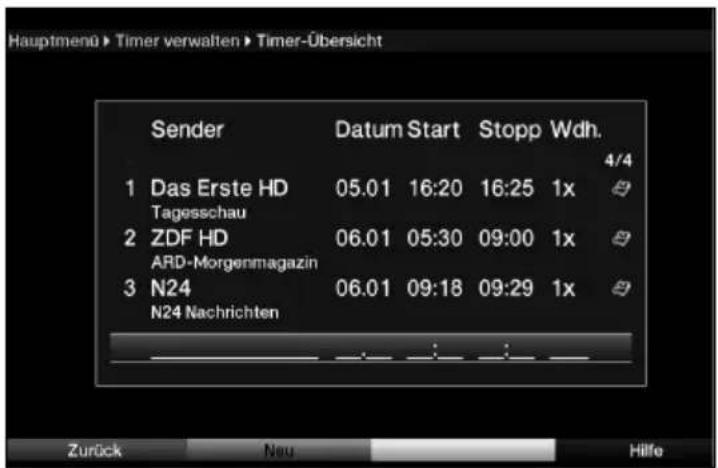 Telestar TELEDIGI 4 HD+ - Timerübersicht - 1