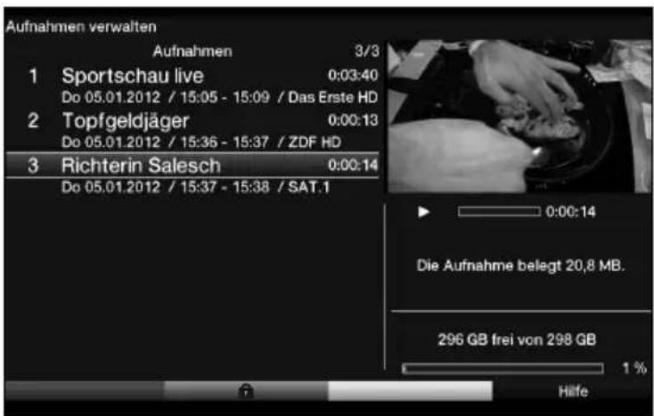 Telestar TELEDIGI 4 HD+ - Aufnahmen auswählen - 1