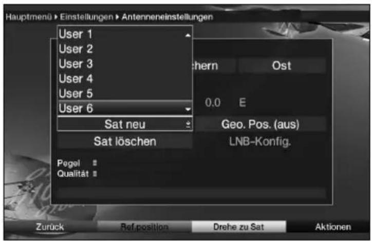 Telestar TELEDIGI 4 HD+ - Benutzerdefinierte Satellitenposition einstellen (User-Satellit) - 1