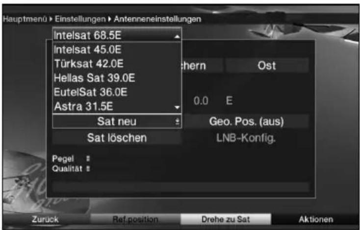 Telestar TELEDIGI 4 HD+ - Vorprogrammierte Satellitenposition auswählen - 1