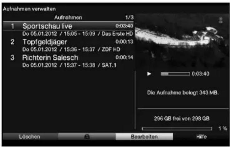 Telestar TELEDIGI 4 HD+ - Eigene Aufnahmen verwalten - 1