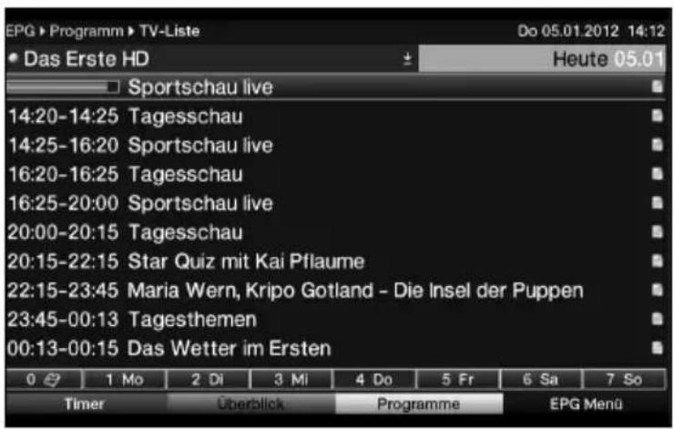 Telestar TELEDIGI 4 HD+ - EPG-Programmübersicht - 1