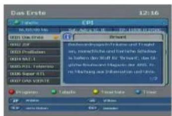 Telestar TD 3000 HD - Elektronische Programminfo EPI - 2