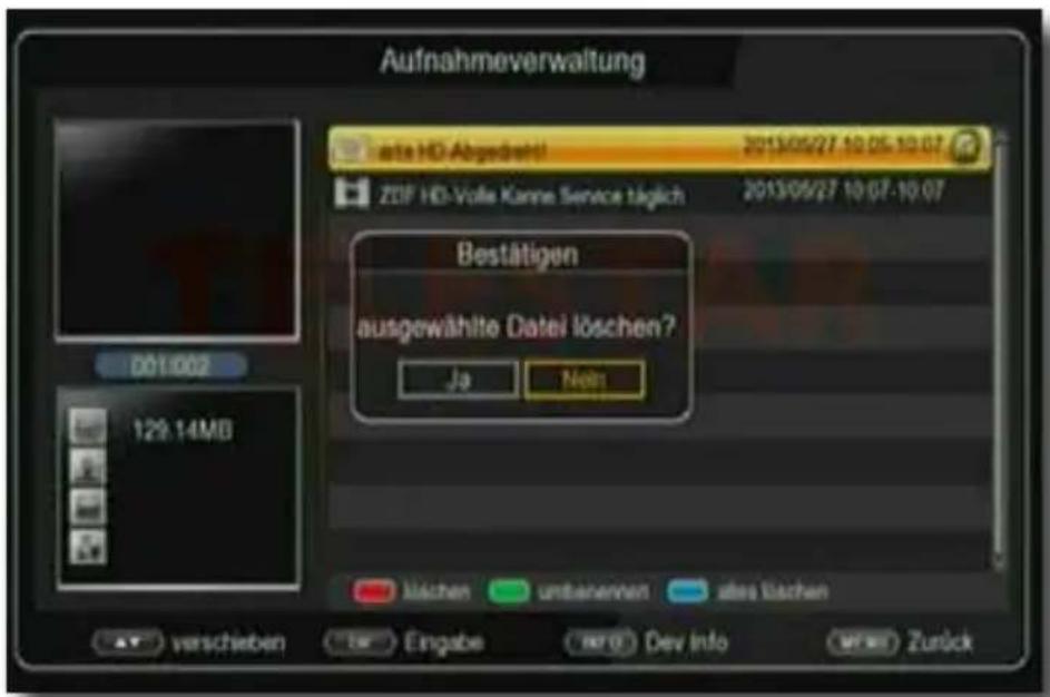 Telestar TD 2500 C HD - Aufnahmeverwaltung - 1
