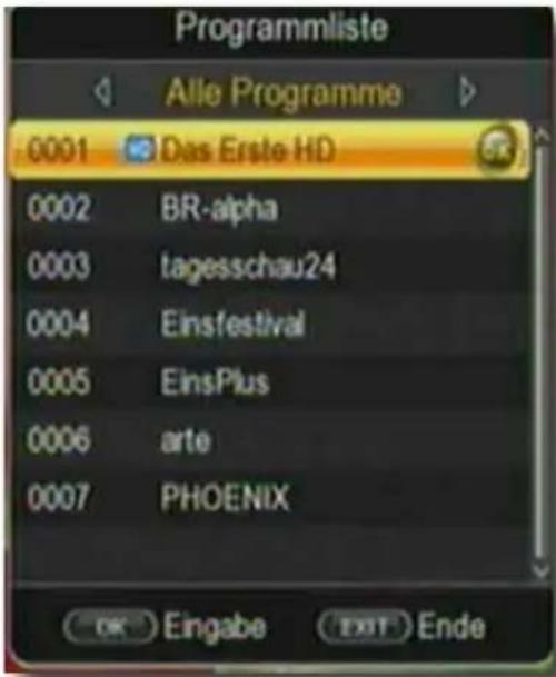 Telestar TD 2500 C HD - Programmwahl über Programmliste - 1