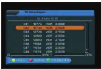 Telestar TD 2000 S - Transponder Liste - 1