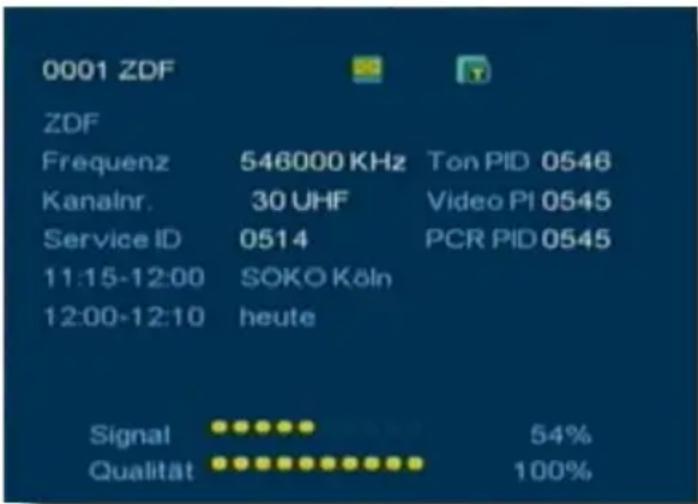 Telestar TD 1020 T - Programminformation anzeigen InfoBox - 2
