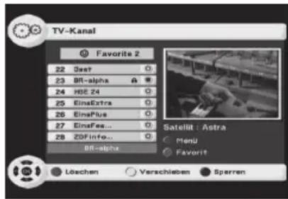 Telestar SSC 1 - Favoritenlisten umbenennen - 1