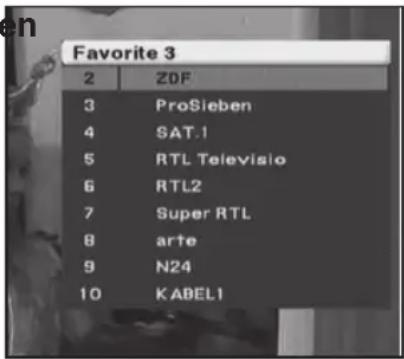 Telestar SSC 1 - Programm mit Hilfe einer Favoritenliste aufruf - 1