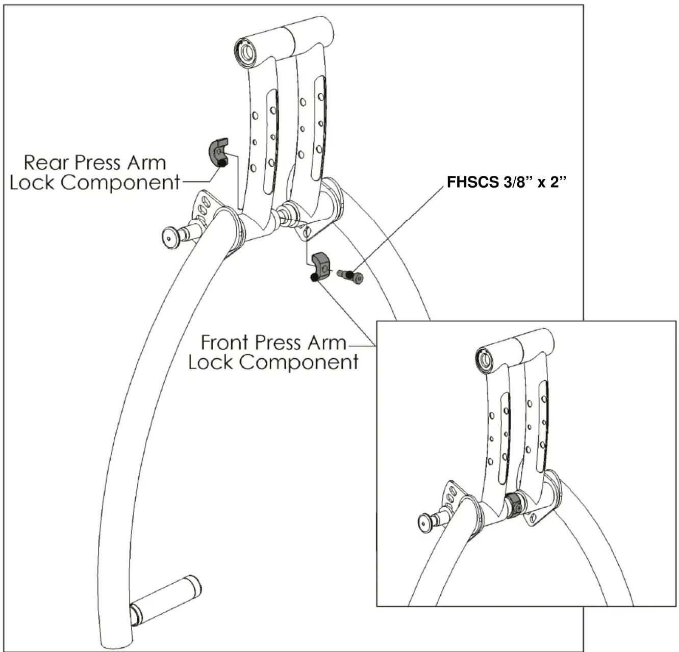 Rear Press Arm Lock Component FHSCS 3/8" x 2" Front Press Arm Lock Component