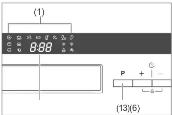 Hanseatic WQP8-T7636E - Selecting the dishwasher programme - 1
