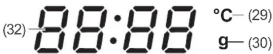 (32)88:88 °C—(29) g—(30)