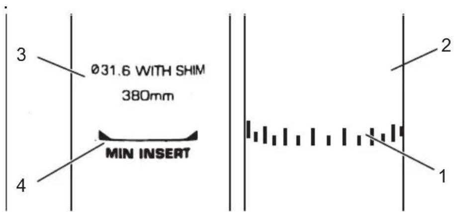 3 Ø31.6 WITH SHIM 380mm MIN INSERT 4 2 1