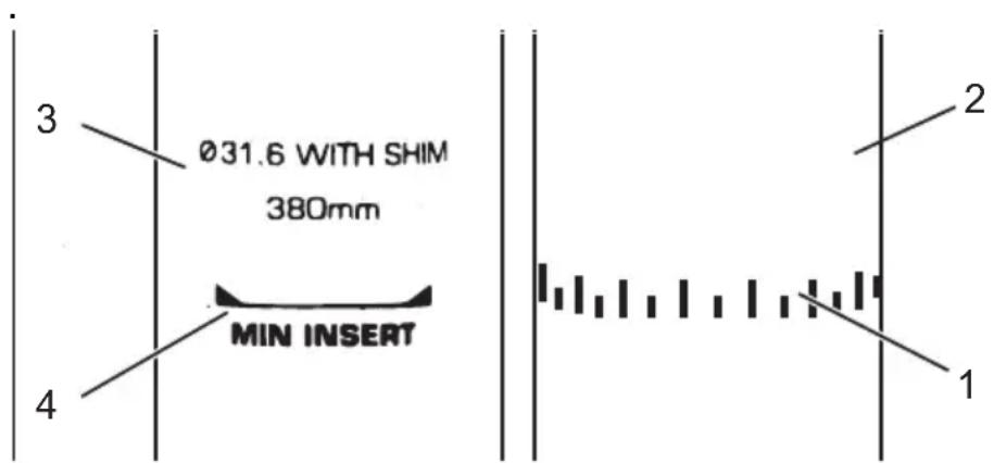 3 Ø31.6 WITH SHIM 380mm MIN INSERT 4 2 1