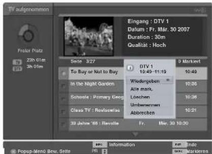 LG 42LT75.AEU - AUSWAHL UND POPUP-MENÜ DER AUFGENOMMENEN PROGRAMME - 3